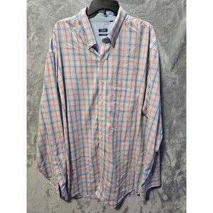 Izod Shirt Mens 3XLT Pink Blue White Stripe Long Sleeve Button Collared Oversize